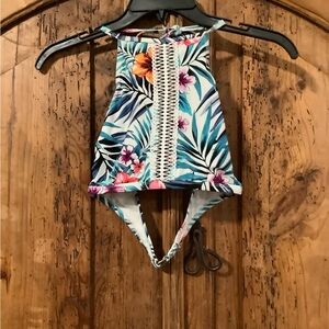 Target Tropical Floral Bikini Top - Blue and White
